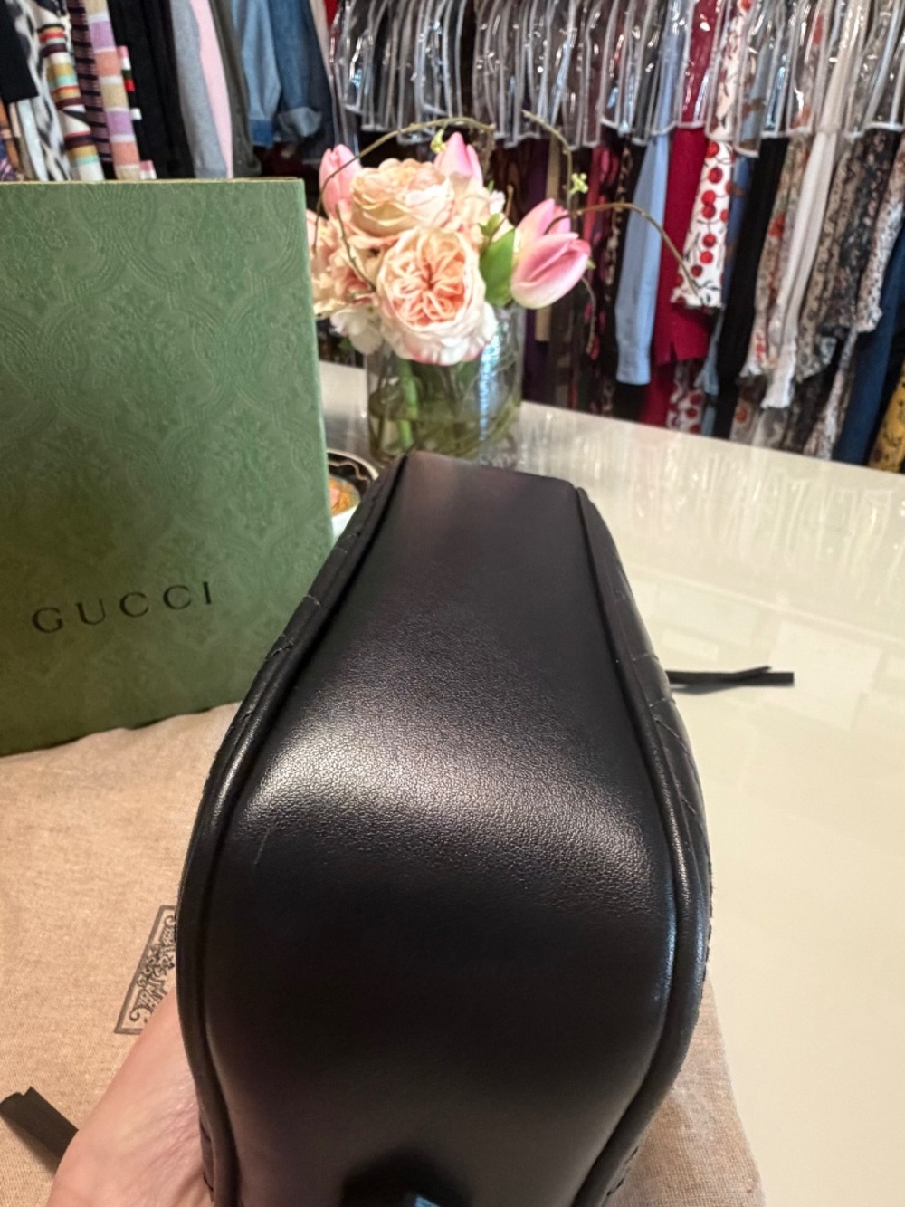 Gucci GG Marmont Matelassé Leather Small Shoulder / Camera Bag Black - Picture 3 of 8